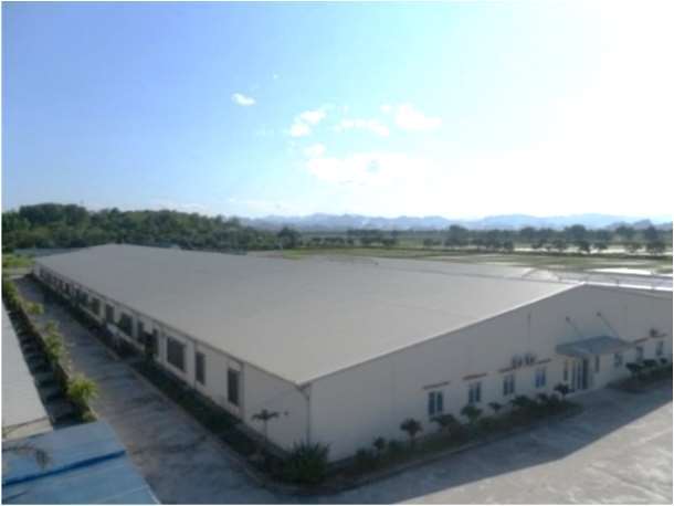 Elevated view of the A First Dai Nghia factory buildings